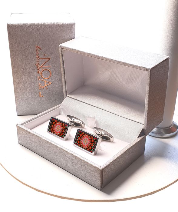 Stainless Steel & Decorated Ceramics Cufflinks