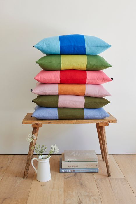 Colour Block Linen Cushions