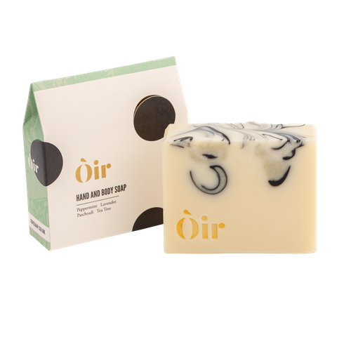 Peppermint, lavender, patchouli and tea tree hand and body soap