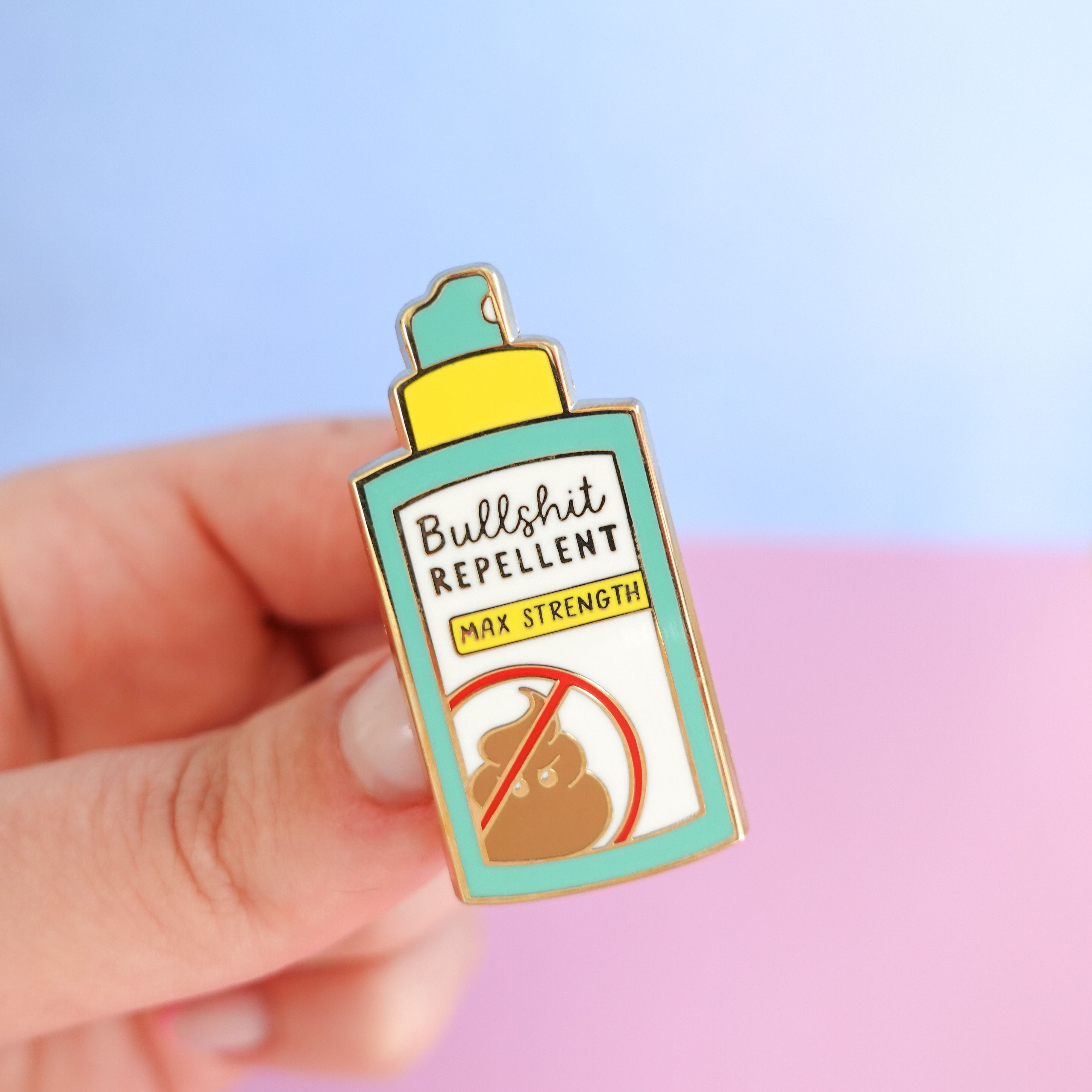 Bullshit Repellent Gold Enamel Pin