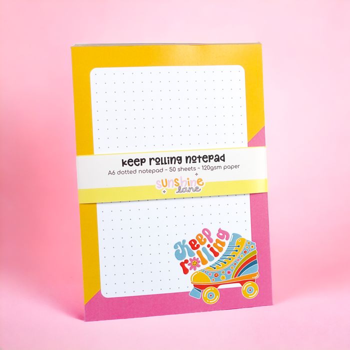 Keep Rolling A6 Dotted Notepad - Retro Rollerkate