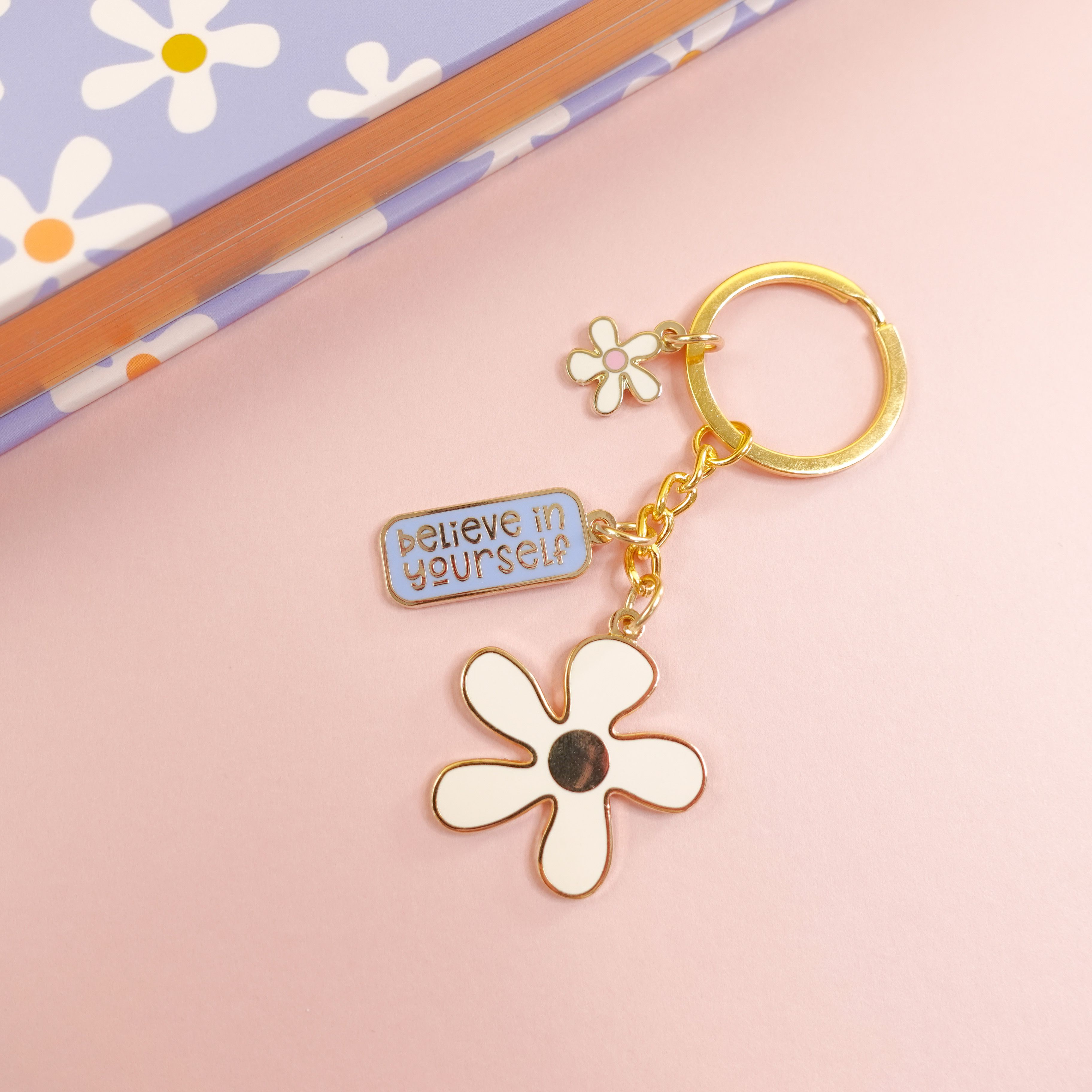 Believe in Yourself Gold Enamel Keyring