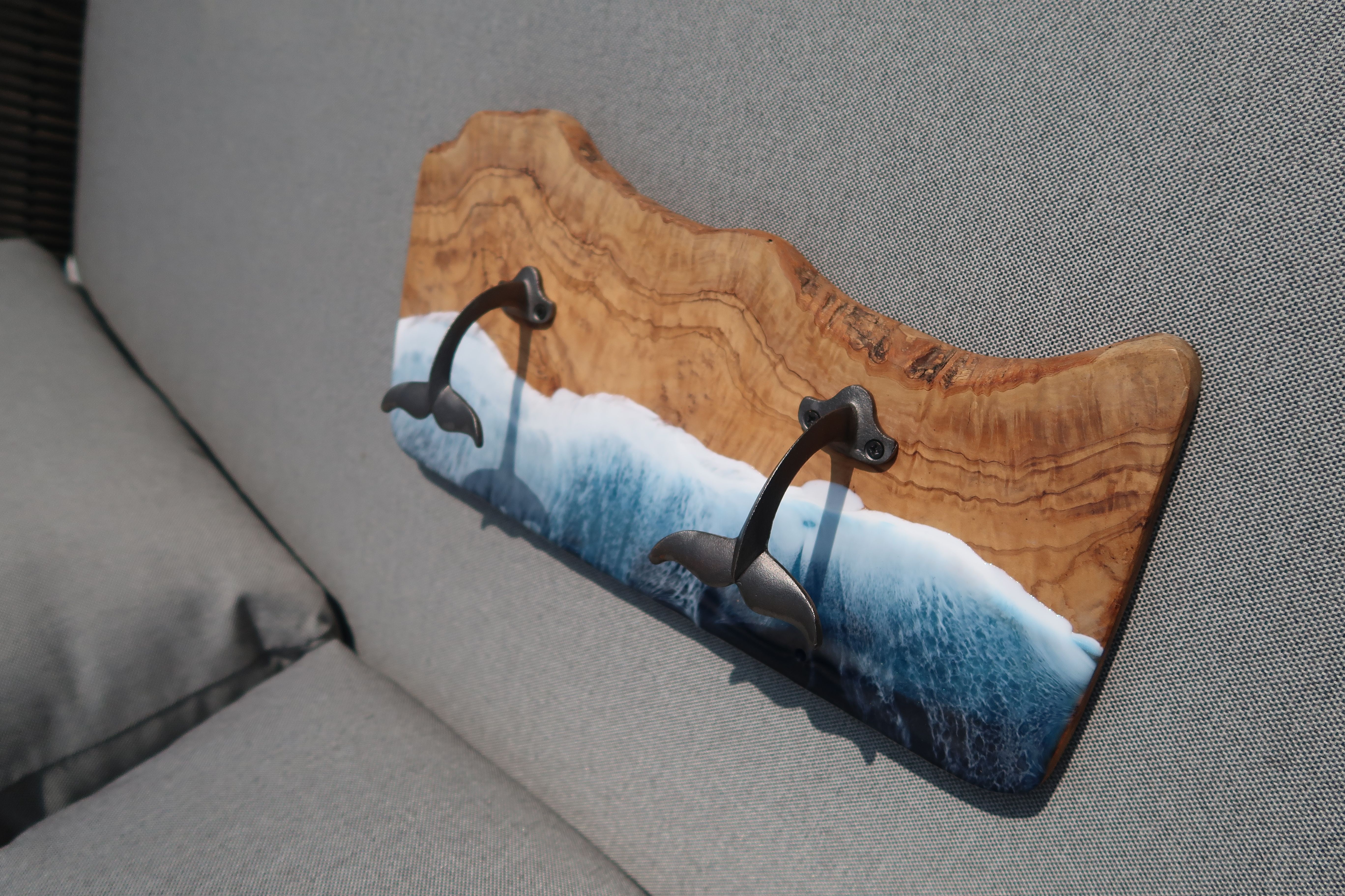 Resin and Wood Whale Hook