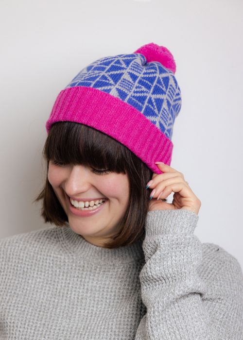 Lambswool Patterned Pom Pom Hats