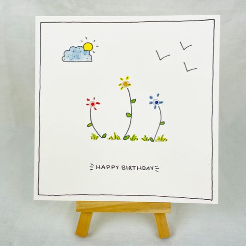 Bead Flowers Brithday Card