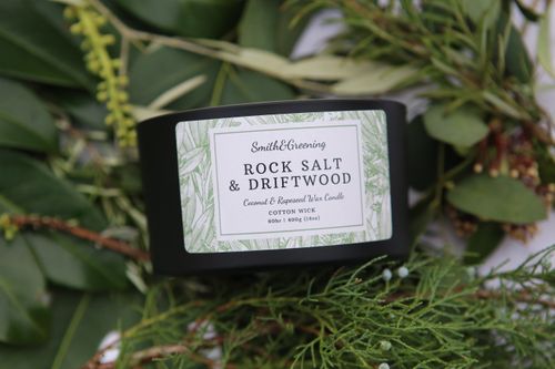 Rock Salt & Driftwood Coconut Wax Candle