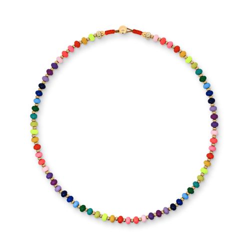 Multicoloured Rainbow and Gold-Tone Round Beaded Necklace