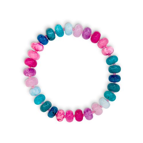 Purple, Pink & Blue Mixed Jade Stone Natural Beaded Bracelet