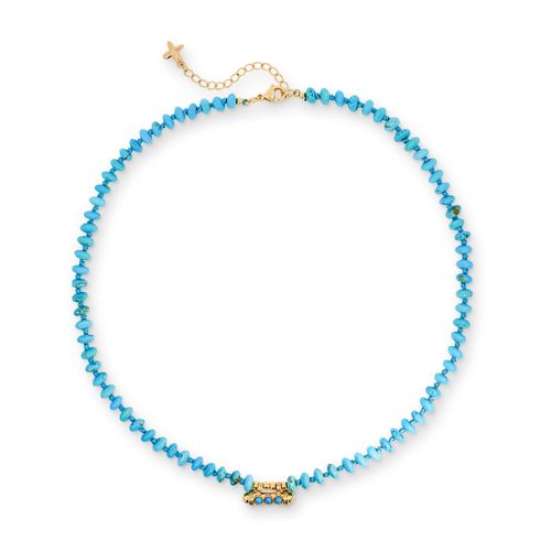 Turquoise Natural Stone Beaded Charm Necklace