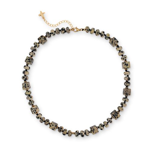 Speckled Black & Brown Mixed Jade Stone Natural Beaded Necklace