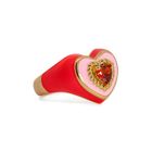 Dark Pink Love Heart Enamel Ring