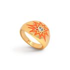 Orange Embellished Star Enamel Ring