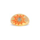 Orange Embellished Star Enamel Ring