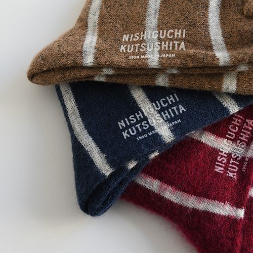 NK0703 MOHAIR WOOL BORDER SOCKS