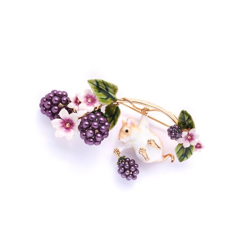 Blackberry & Mouse Brooch