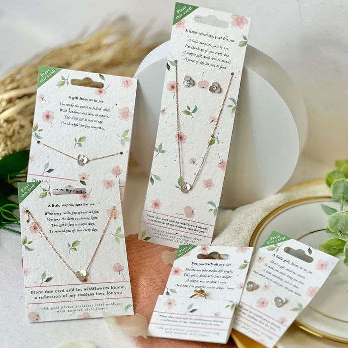 Blushing Blooms - 18K GOLD PLATED JEWELLERY ON PLANTABLE CARDS