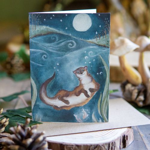 River Dance, Otter Greeting Card.