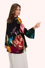 Opulent Florals Mid-Length Kimono in Chocolate