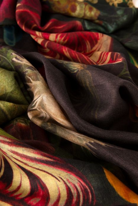 Opulent Florals Mid-Length Kimono in Chocolate