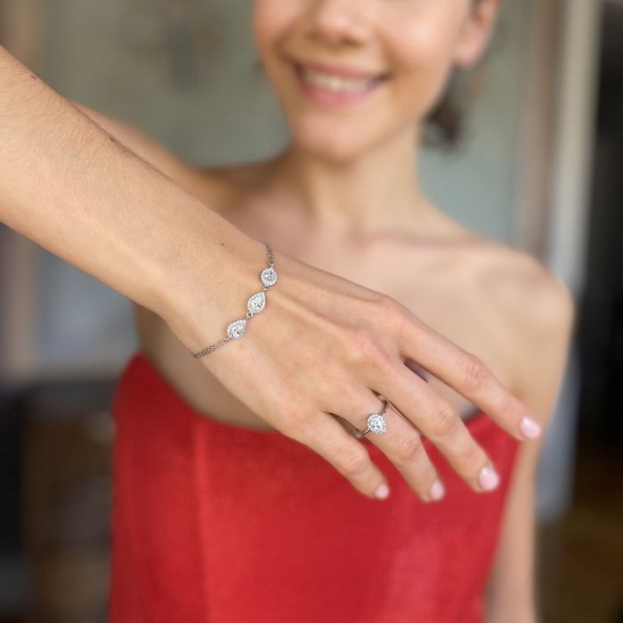 CZ Teardrop Bracelet & Ring Set