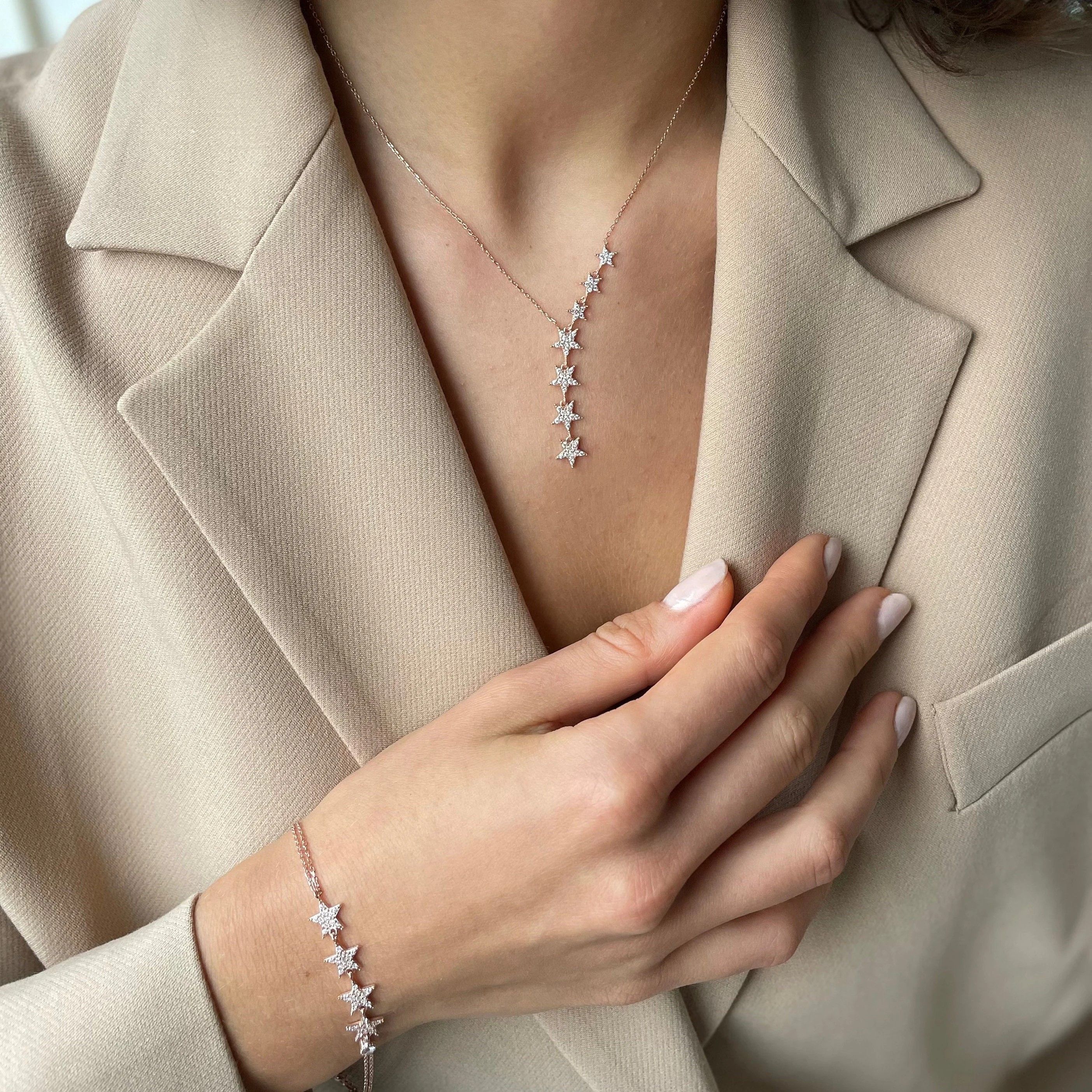 Star Lariat Necklace & Bracelet Set