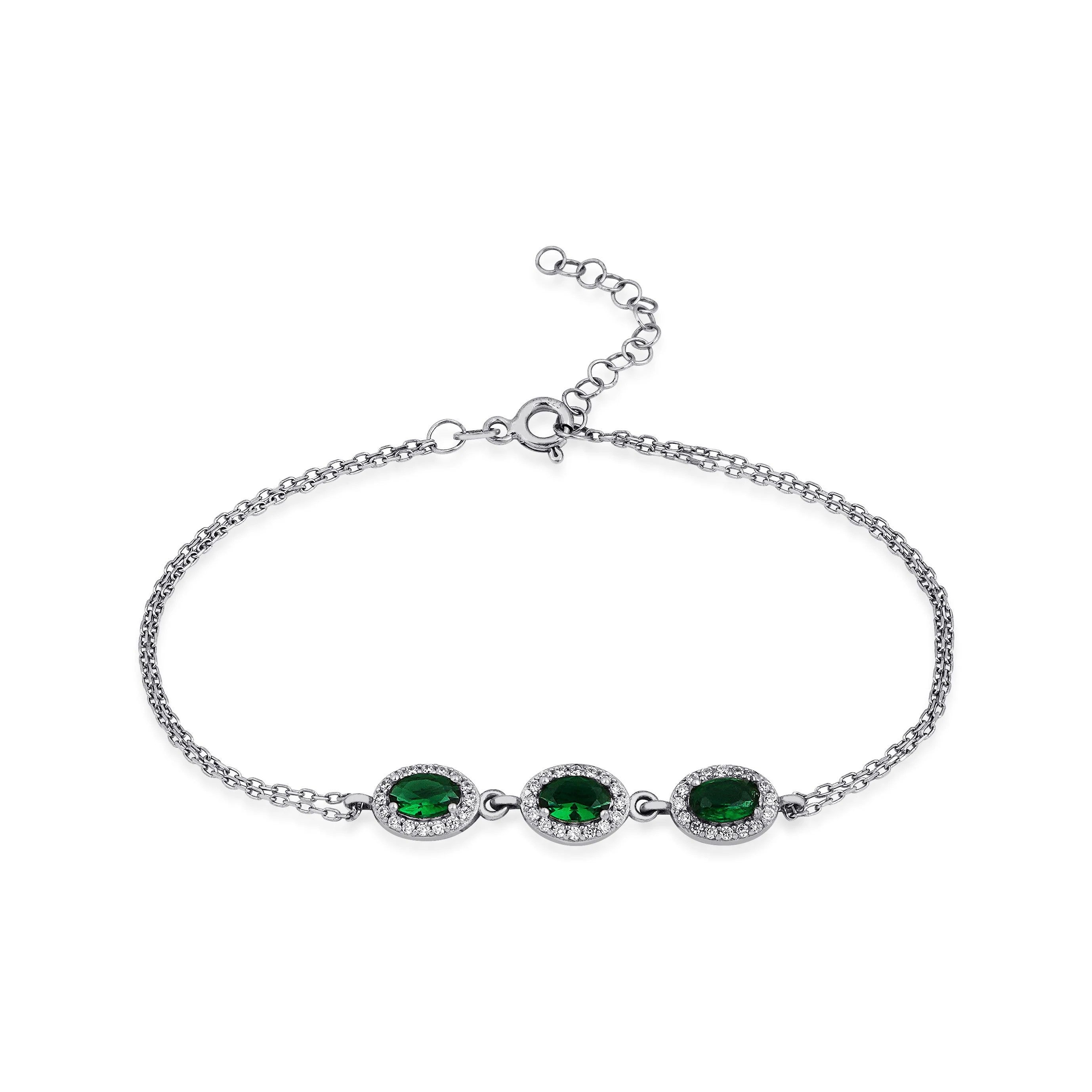 Sparkling Oval Cut Emerald Bracelet