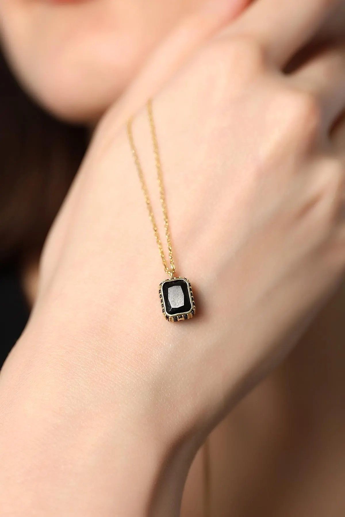 Minimalist Rectangle Stone Necklace