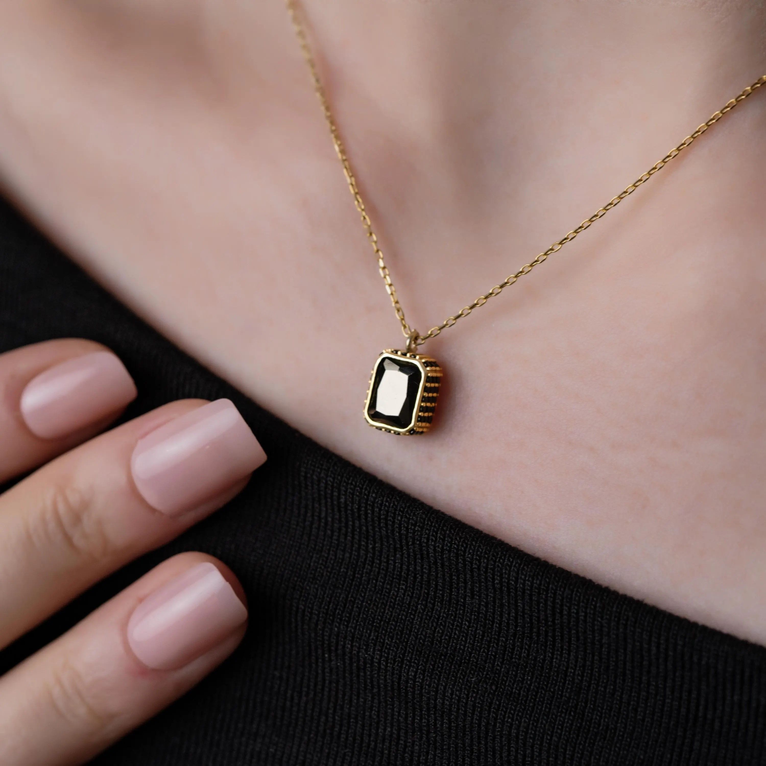 Minimalist Rectangle Stone Necklace