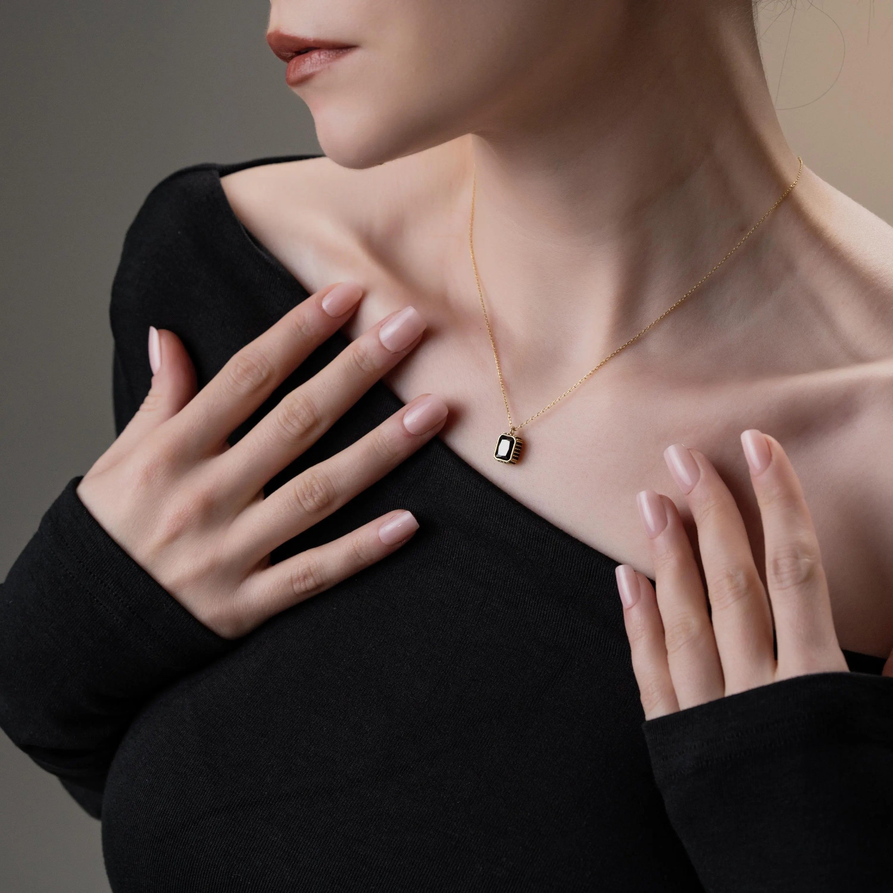 Minimalist Rectangle Stone Necklace