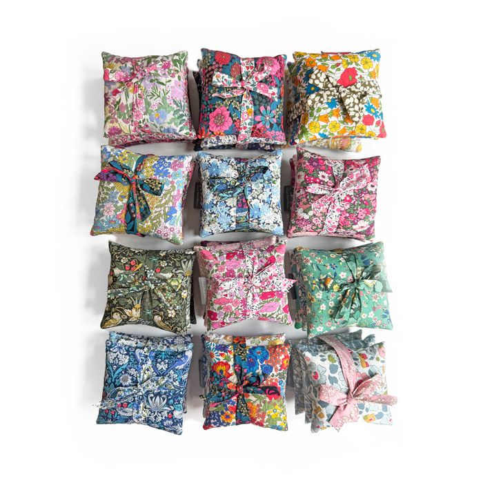 Stacks of Lavender Sachets made with Liberty Fabric
