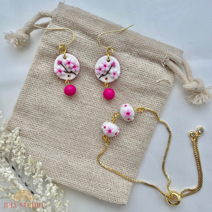 Cherry Blossom Earrings & Bracelet Bundle