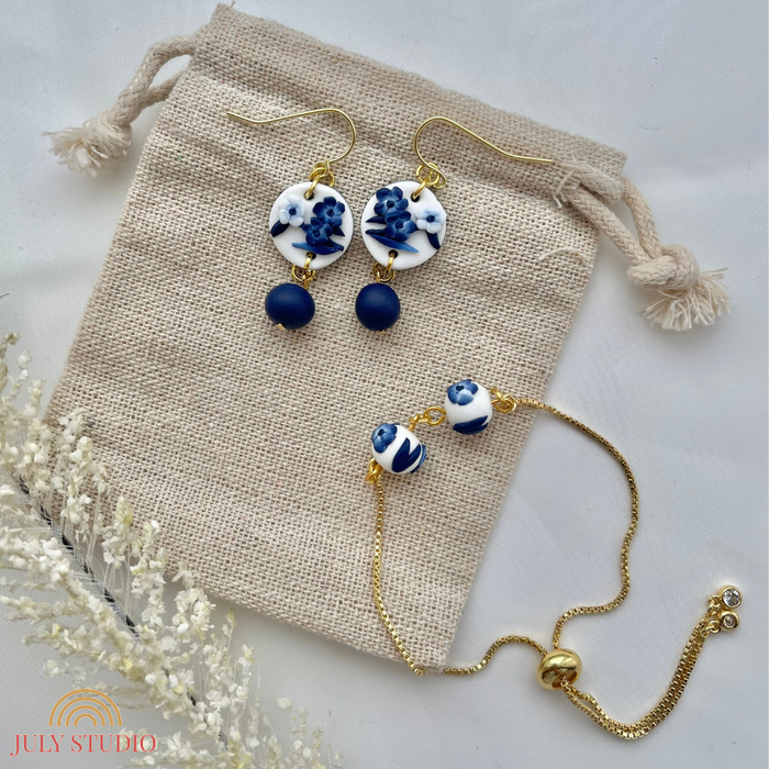 Blue China No. 5 Earrings & Bracelet Bundle