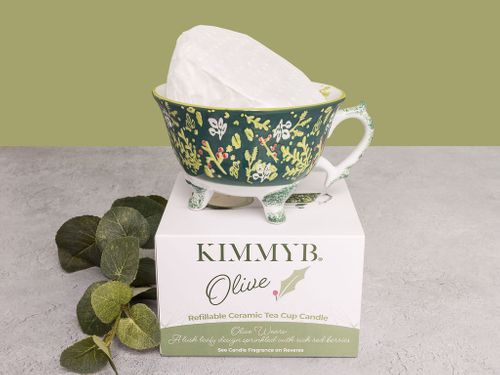 OLIVE - Refillable Ceramic Tea Cup Candle