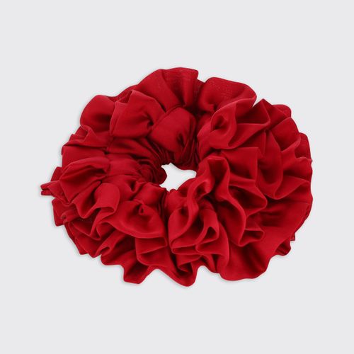 Scarlet Ruffle Satin Scrunchie