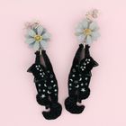 Doodle Cat Black Earrings