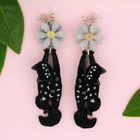 Doodle Cat Black Earrings