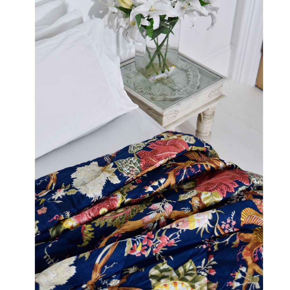 Blue carnation quilted throw