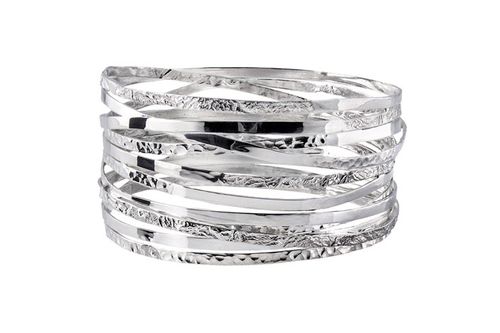 Wound Large Silver Bangle