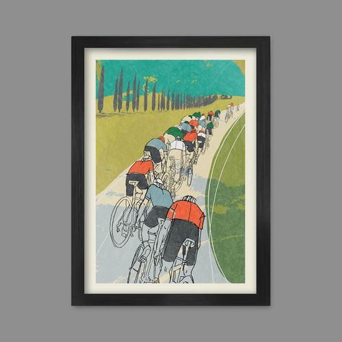 Following the Wheel - Cycling Poster print