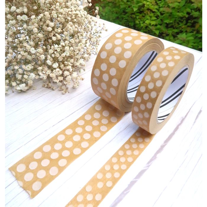 50m Paper Tape - White Polka Dot (48mm wide)