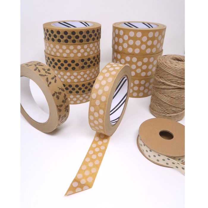 50m Paper Tape - White Polka Dot (24mm wide)