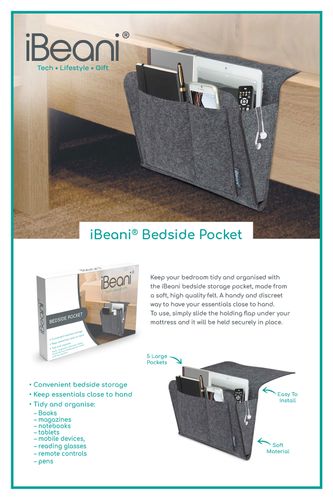 Felt Bedside Pocket Organiser - Slate Grey