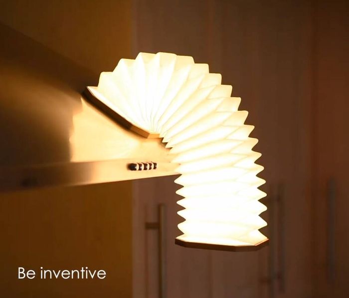 Gingko Smart Accordion Lamp Walnut