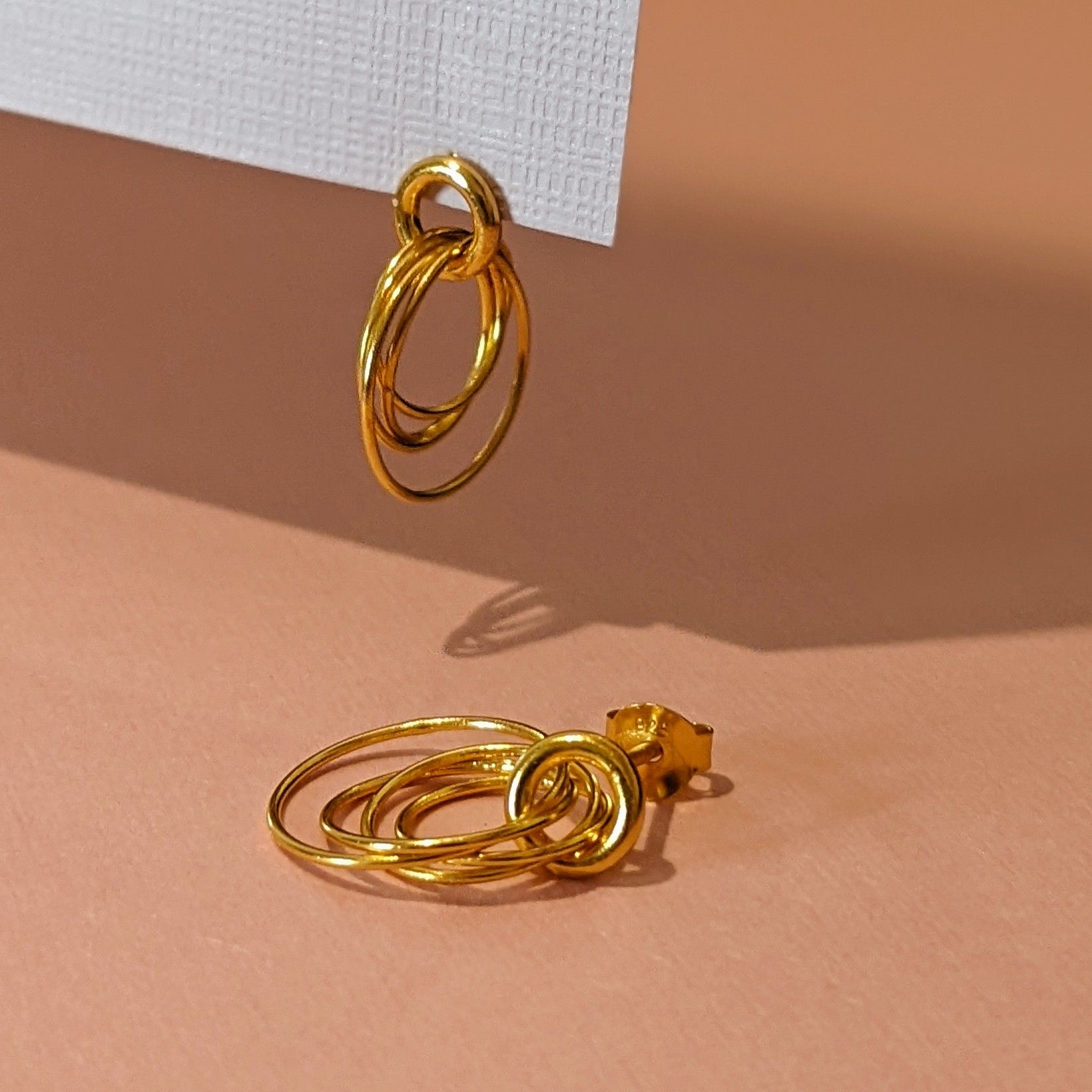 Gold Art Deco Stud Earrings
