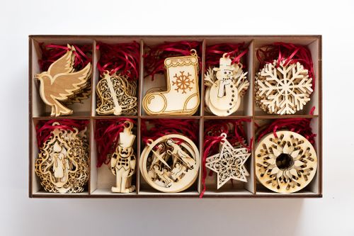 Wooden Christmas Tree Decoration Collection - 10 designs