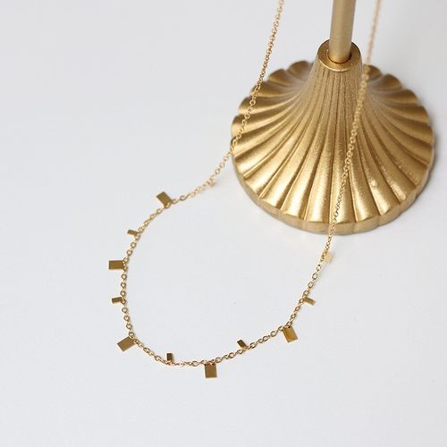 Alternating Rectangle Necklace in 18K Gold Plated Stainless Steel