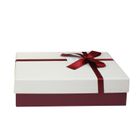 Emartbuy Set of 3 Gift Box, Burgundy Box with Cream Lid and Satin Decorative Ribbon