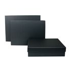 Emartbuy Set of 3 Rigid Gift Box, Textured Black Box with Black Lid & Printed Interior