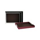 Emartbuy Set of 3 Rigid Luxury Rectangle Presentation Gift Box, Cream Box with Burgandy Lid, Chocolate Brown Interior and Decorative Ribbon