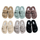 Z004 Faux Fur Double Strap Slippers Cream